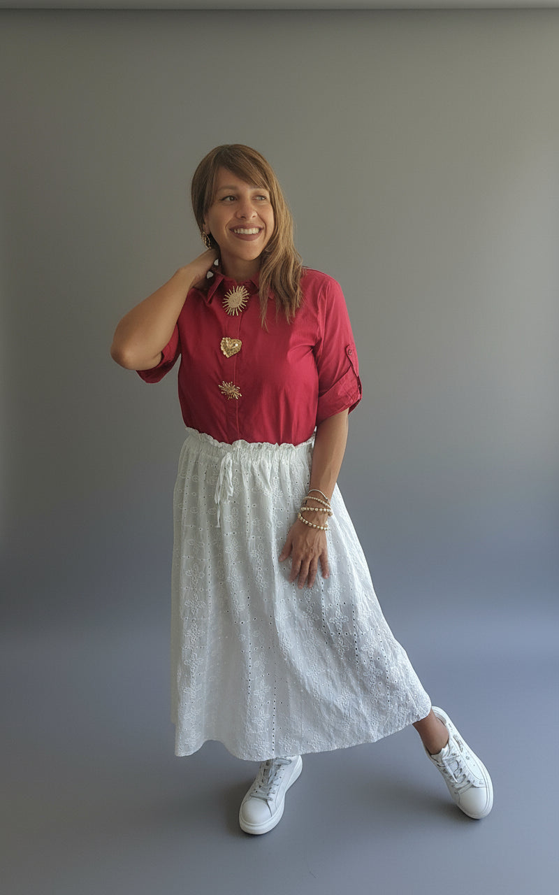 ***Eyelet white skirt
