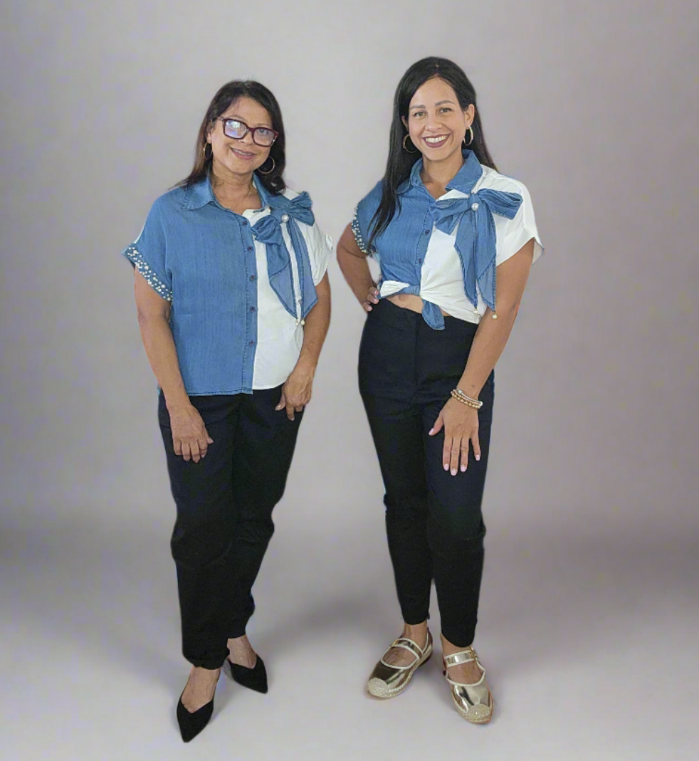 *Pearl denim top