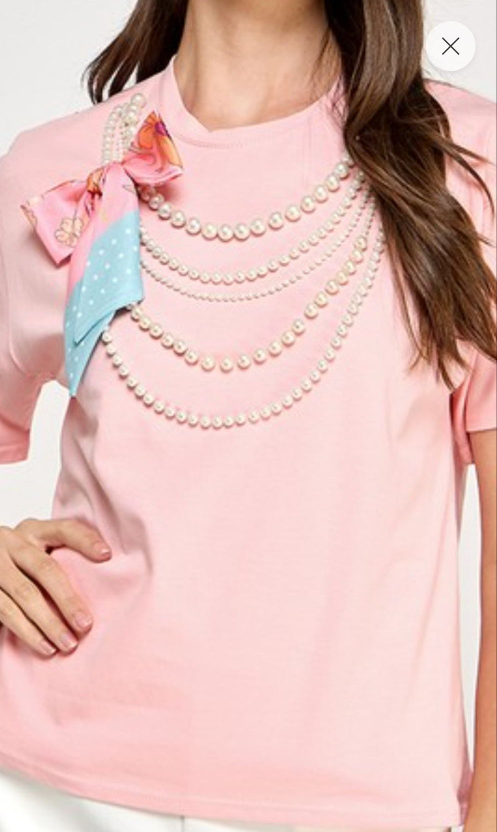 *Ribbon and pearl pink top