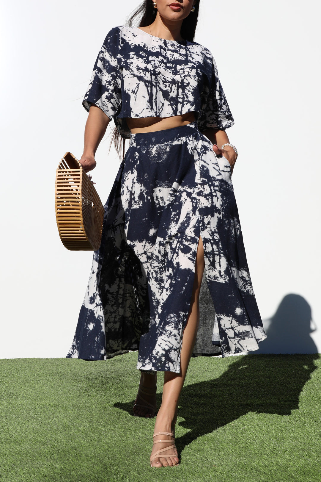 *****Tye-die woven top and skirt set