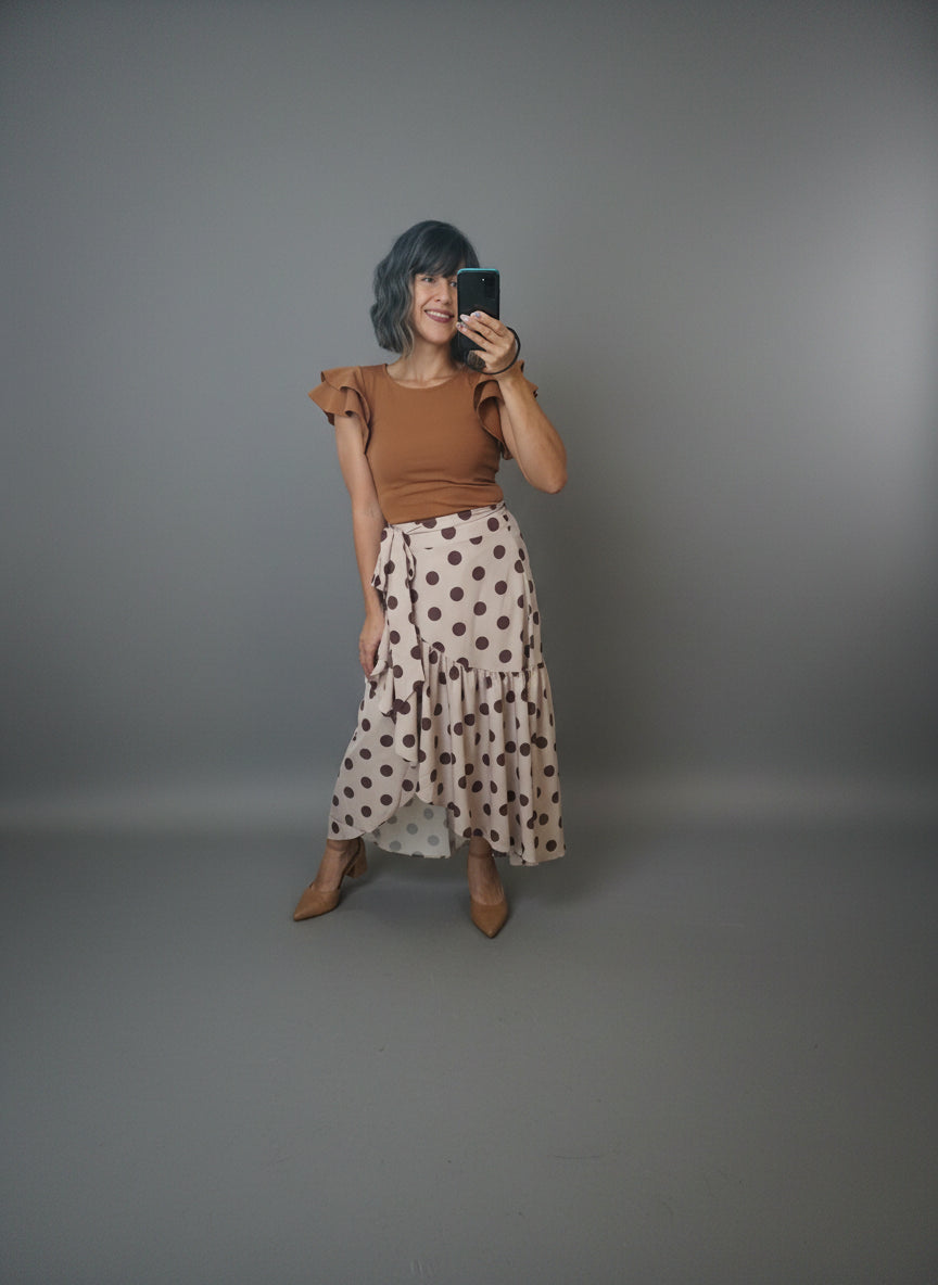 ******Polkadot creme skirt