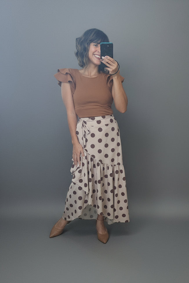******Polkadot creme skirt