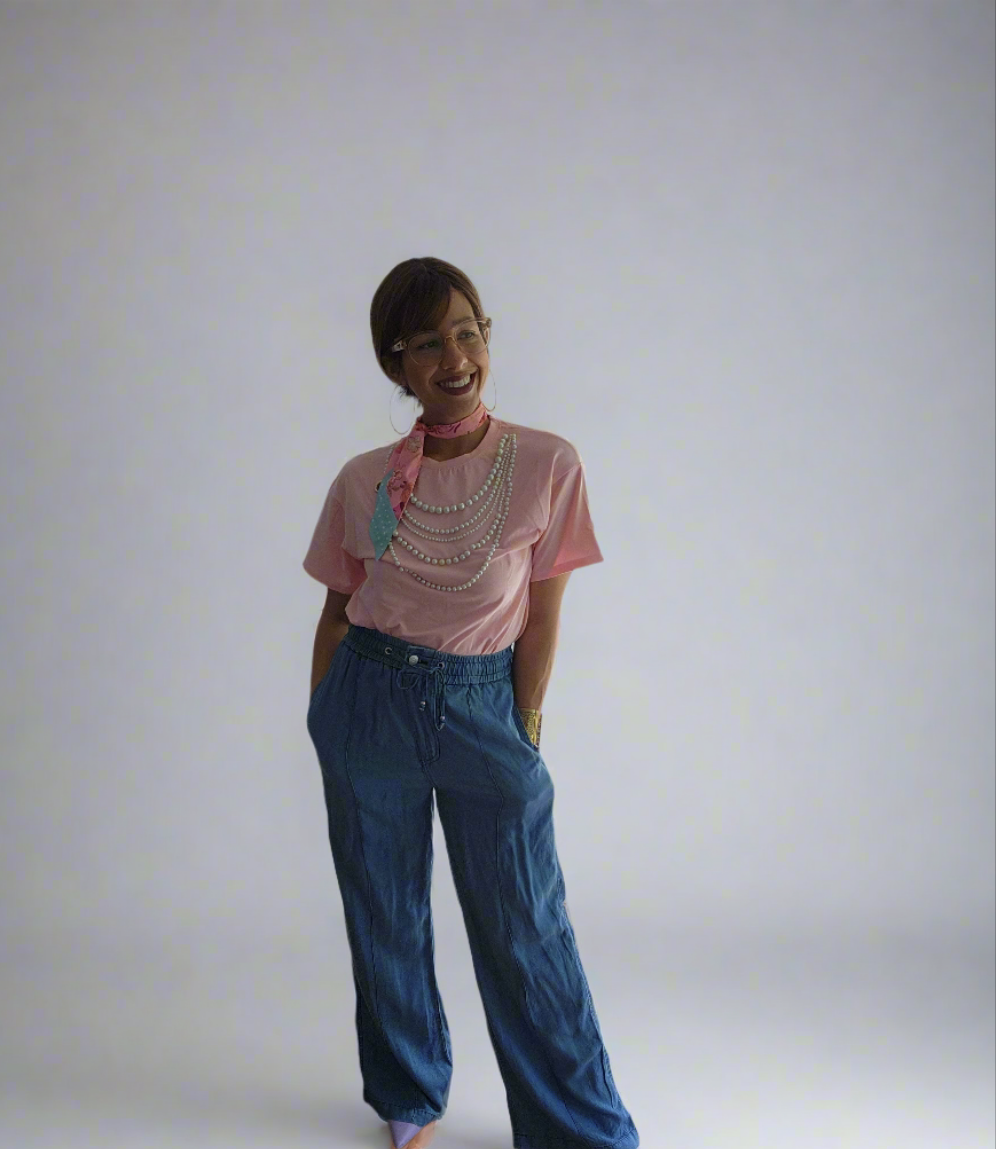 *Ribbon and pearl pink top