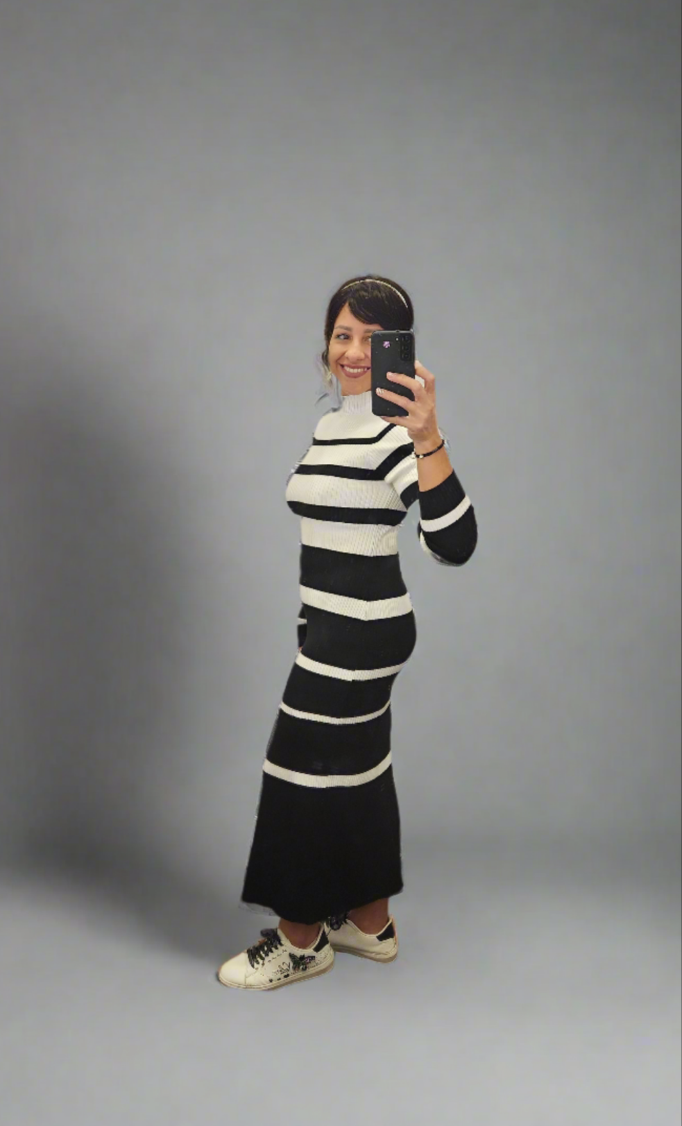 White & Black sweater dress