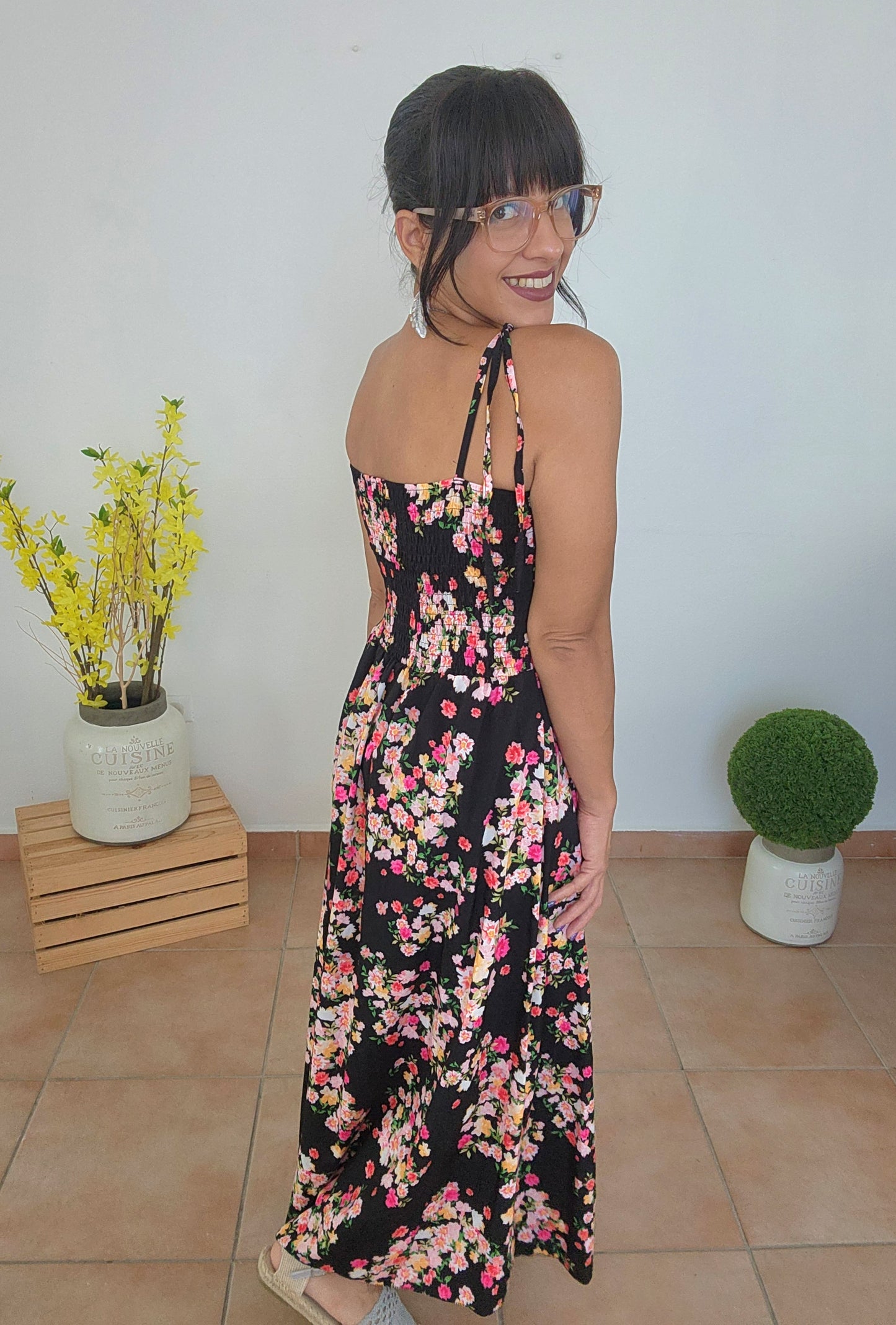 ***verano Dress [black flowers]