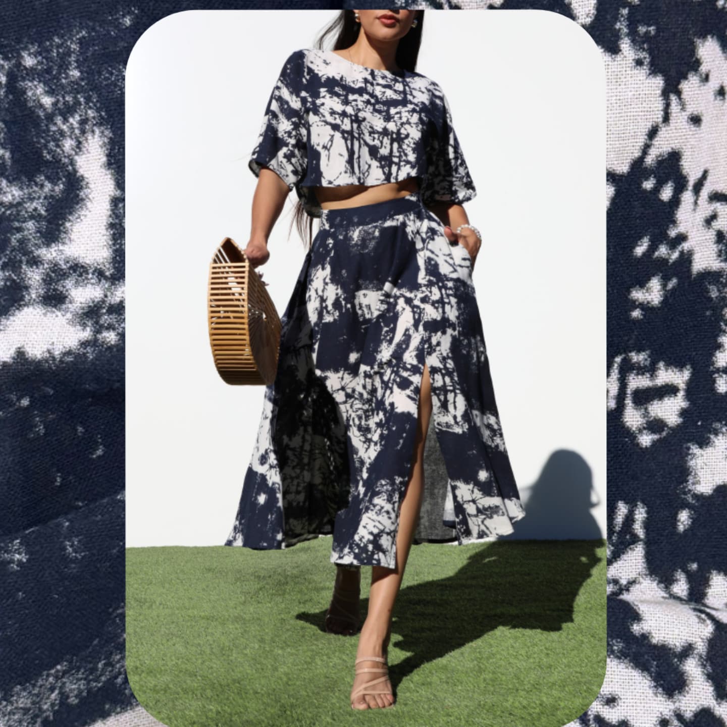*****Tye-die woven top and skirt set