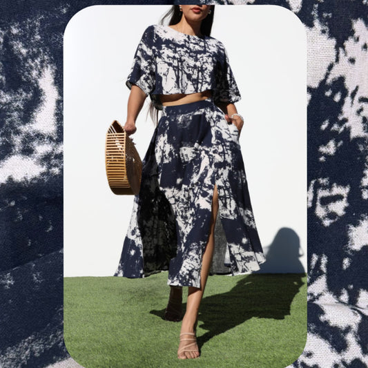 *****Tye-die woven top and skirt set