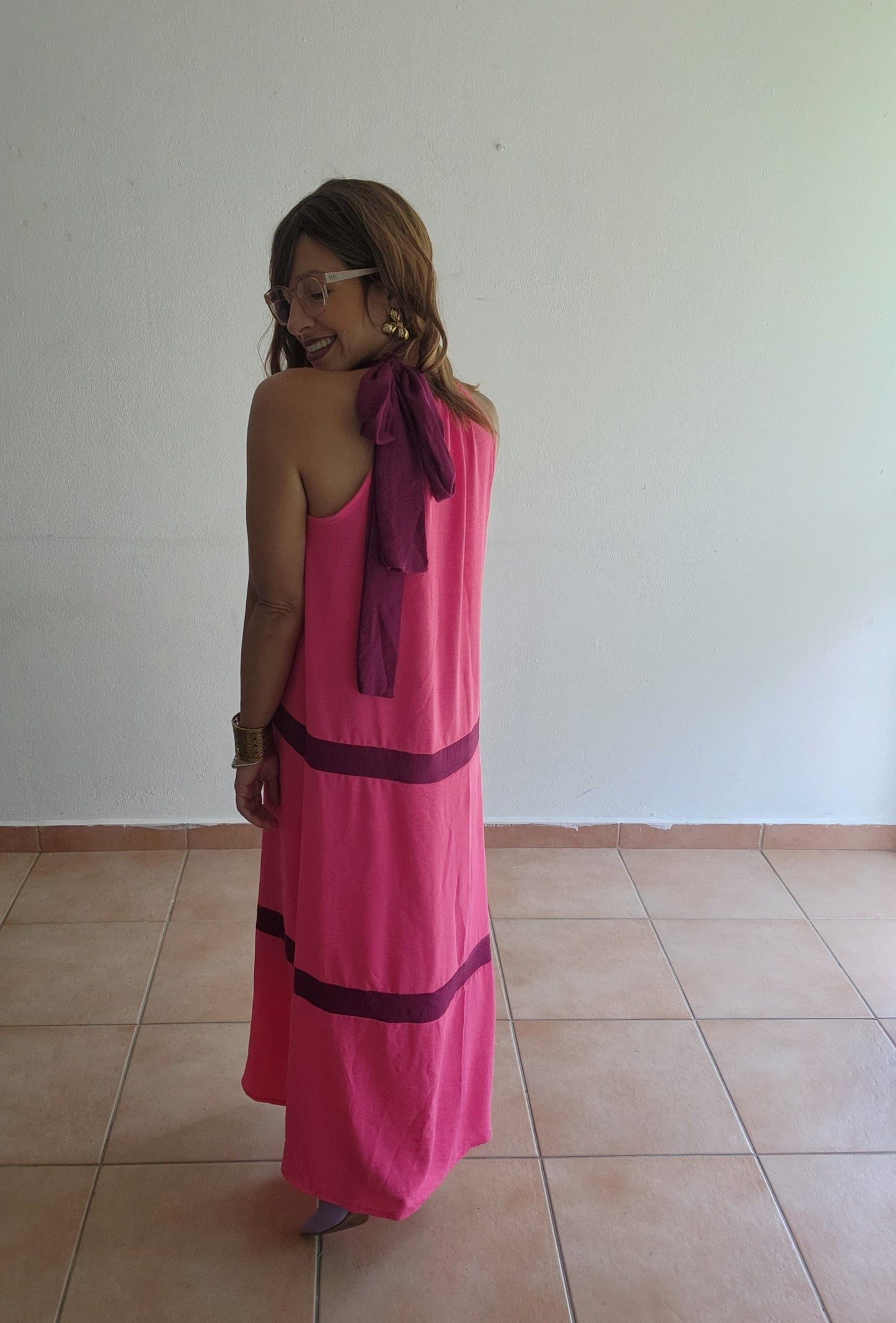 ****Halter bow [pink-burgundy]