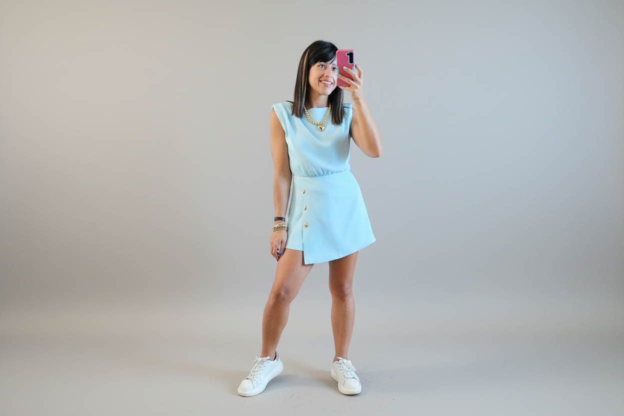 *****Baby blue romper with gold buttons