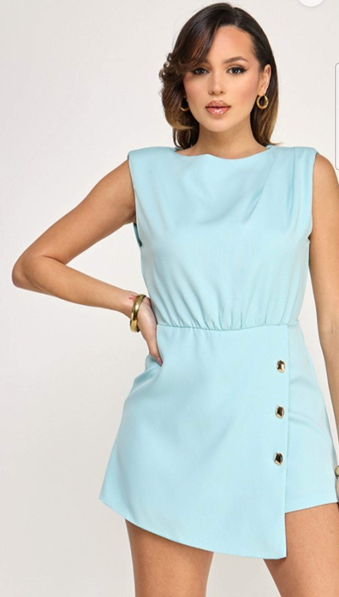 *****Baby blue romper with gold buttons