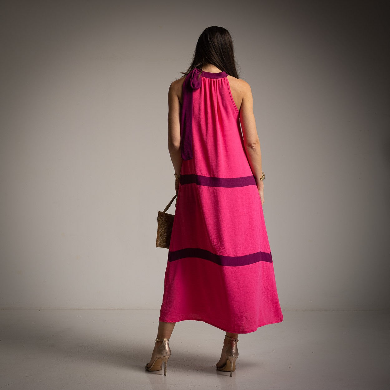 ****Halter bow [pink-burgundy]