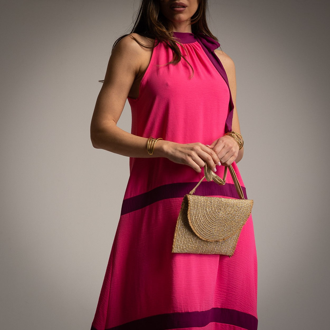 ****Halter bow [pink-burgundy]