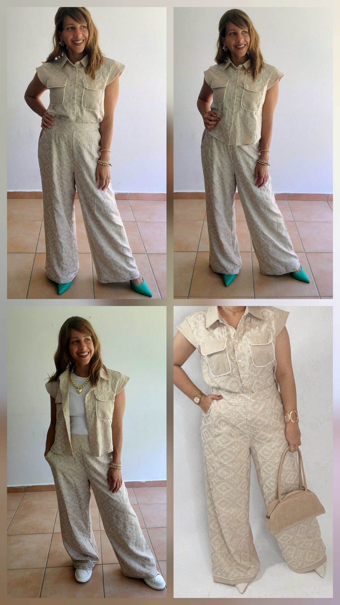 ******Embroidered tan set]