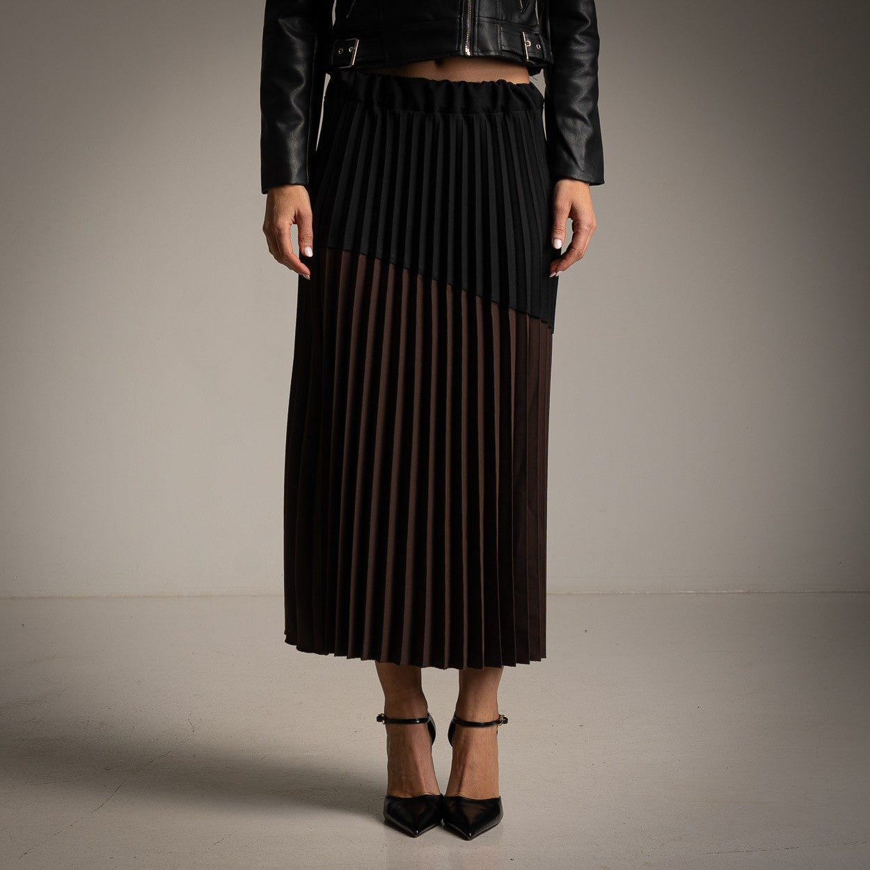 *****Color block skirt [black/brown]